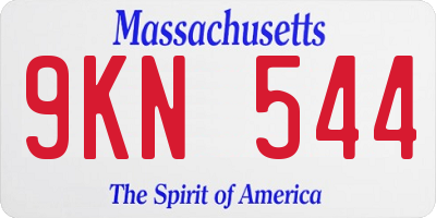 MA license plate 9KN544
