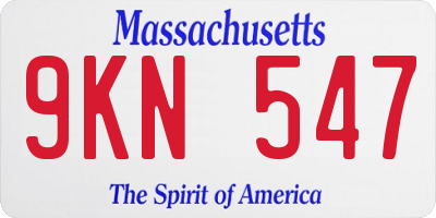 MA license plate 9KN547