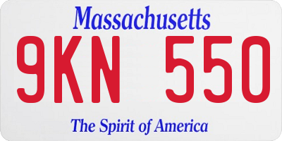 MA license plate 9KN550