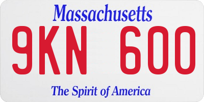 MA license plate 9KN600