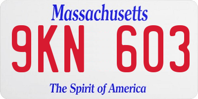 MA license plate 9KN603