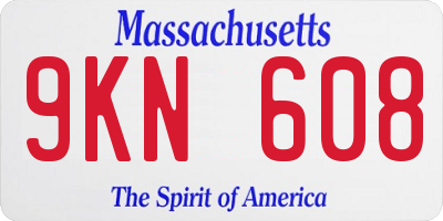 MA license plate 9KN608