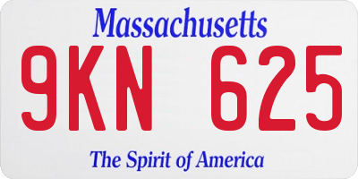MA license plate 9KN625