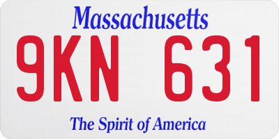 MA license plate 9KN631