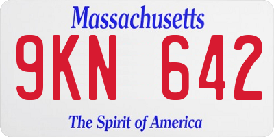 MA license plate 9KN642