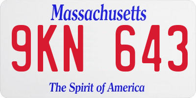 MA license plate 9KN643