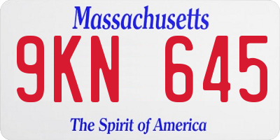 MA license plate 9KN645