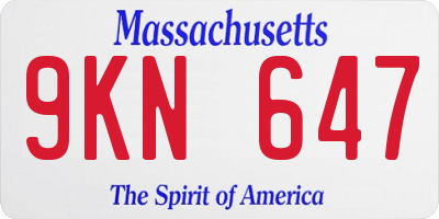 MA license plate 9KN647