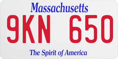 MA license plate 9KN650