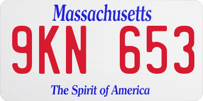MA license plate 9KN653
