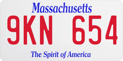 MA license plate 9KN654