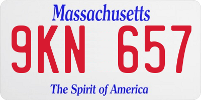 MA license plate 9KN657