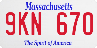 MA license plate 9KN670