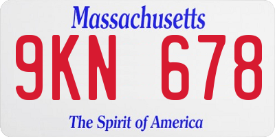 MA license plate 9KN678