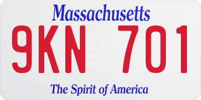 MA license plate 9KN701