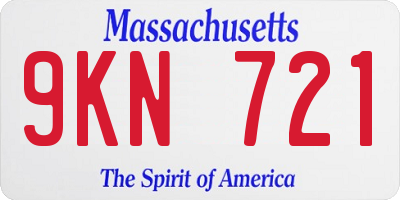 MA license plate 9KN721