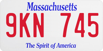 MA license plate 9KN745