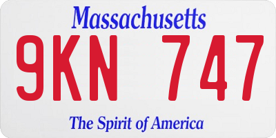 MA license plate 9KN747