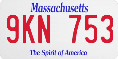 MA license plate 9KN753