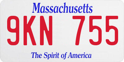 MA license plate 9KN755