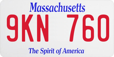 MA license plate 9KN760