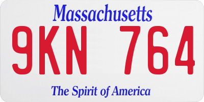 MA license plate 9KN764