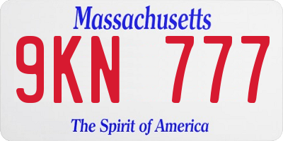 MA license plate 9KN777