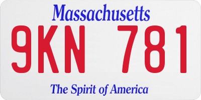 MA license plate 9KN781