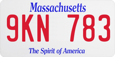 MA license plate 9KN783