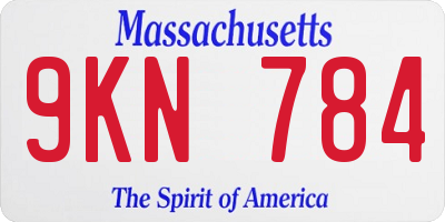MA license plate 9KN784