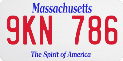 MA license plate 9KN786