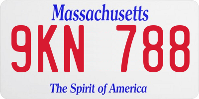 MA license plate 9KN788