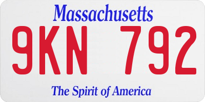 MA license plate 9KN792