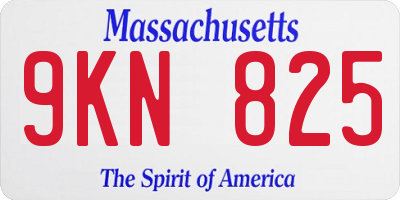 MA license plate 9KN825
