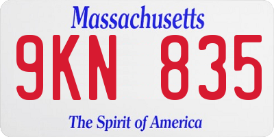 MA license plate 9KN835