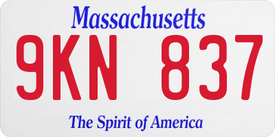 MA license plate 9KN837