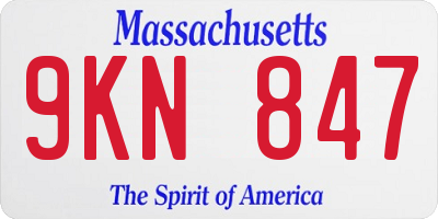MA license plate 9KN847