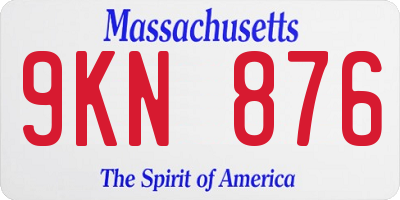 MA license plate 9KN876