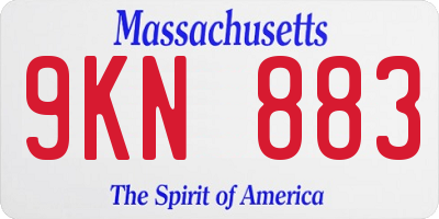 MA license plate 9KN883