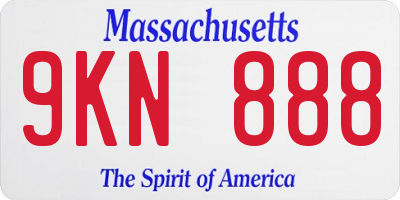 MA license plate 9KN888
