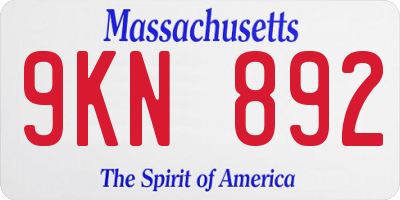 MA license plate 9KN892