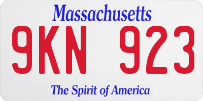 MA license plate 9KN923