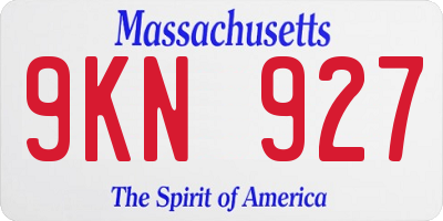 MA license plate 9KN927