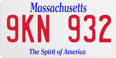 MA license plate 9KN932