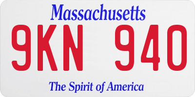 MA license plate 9KN940