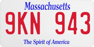 MA license plate 9KN943