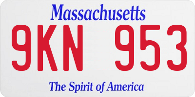 MA license plate 9KN953