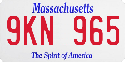 MA license plate 9KN965