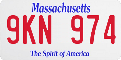 MA license plate 9KN974