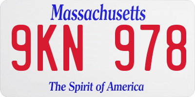 MA license plate 9KN978